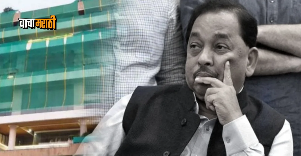 narayan rane himself demolishing his illegal construction of Adhish bungalow