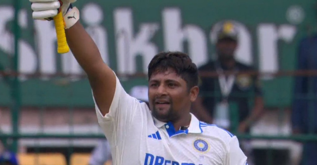 IND vs NZ 1st Test Sarfaraz Khan in Bengaluru hit maiden test hundred