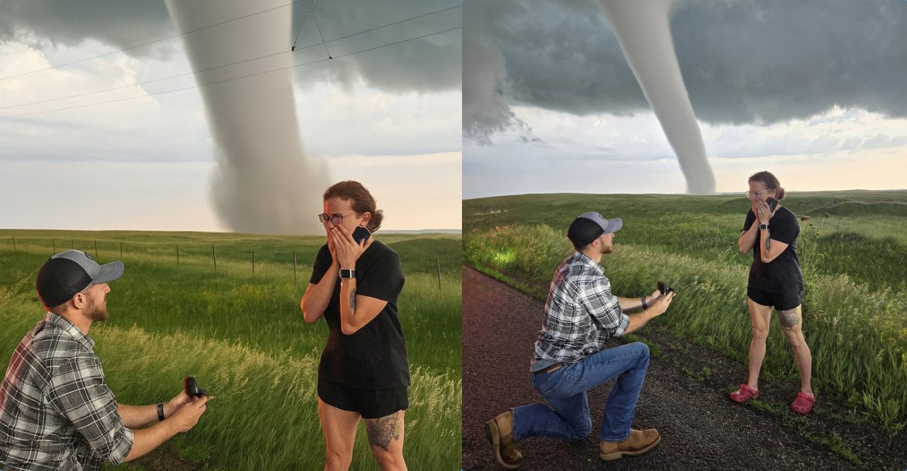 Couple Proposal Amid Terrifying Tornado