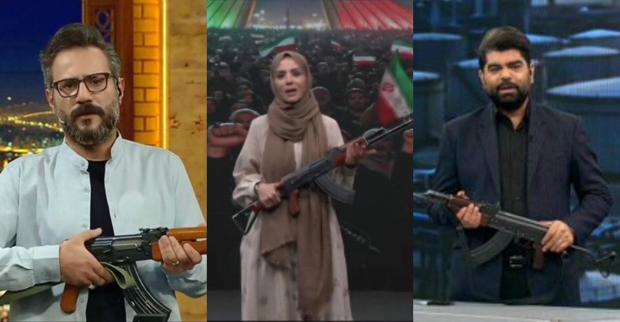 Iran state TV anchor fires AK 47