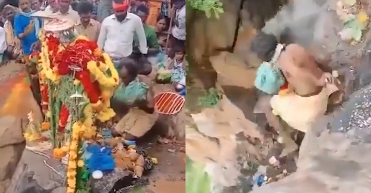 Andhra Pradesh Priest Falls From Temple Hillock