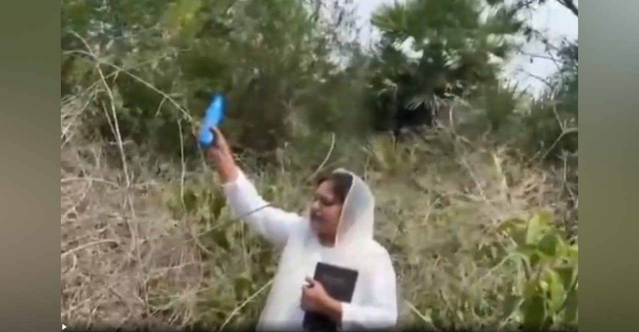 Viral Video Woman Sprinkling Coconut Oil Land